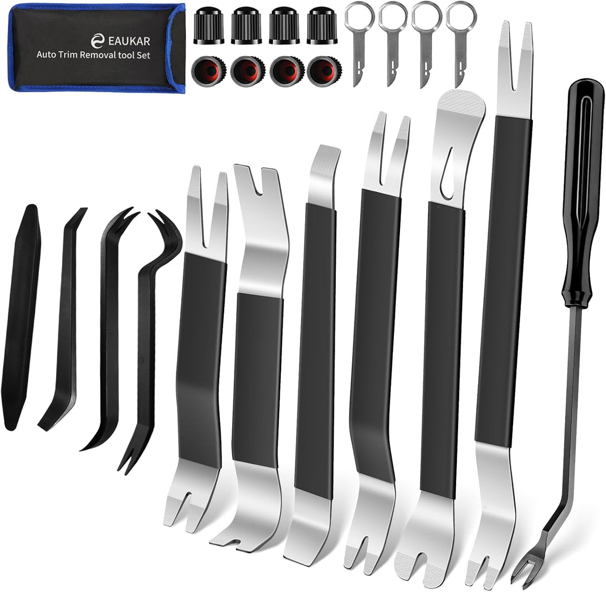 24 Pcs Auto Trim Removal Tool Kit, Metal Car Removal Tool Kit Fastener Remover Steel Pry