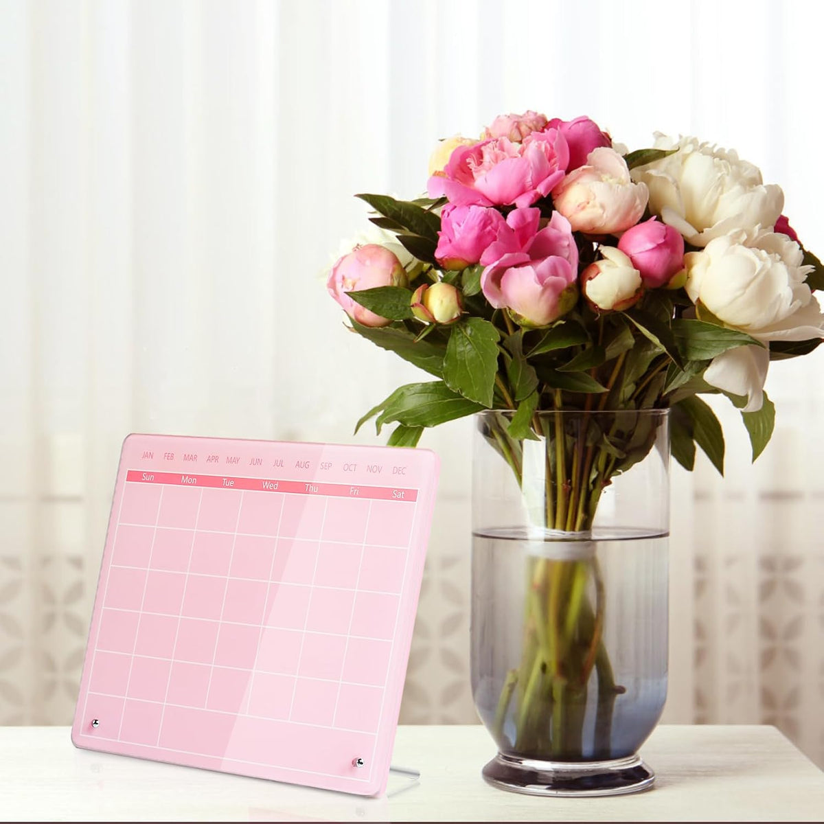Calendar Dry Erase Board,12"X10",Acrylic Desk Calendar with Stand