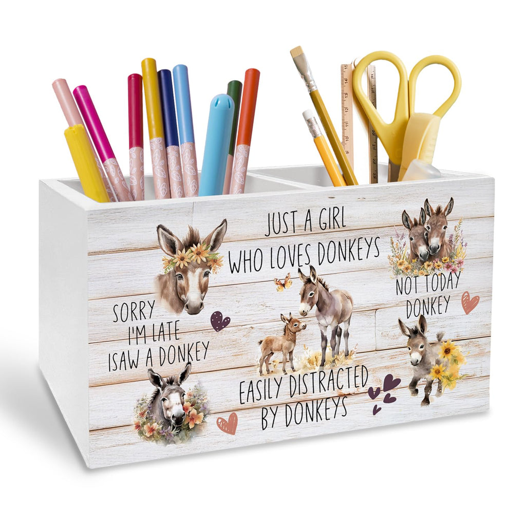 Highland Cow Pen Holder for Desk, Funny Easily Distracted by Cows Pencil Organizer