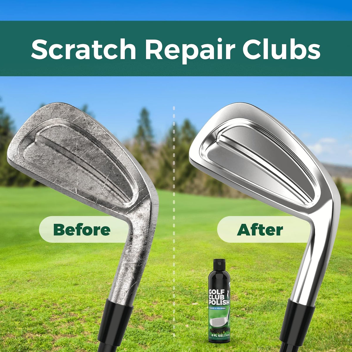 8oz Golf Club Polish & Golf Club Cleaner with Towel, Rust Remover for Metal