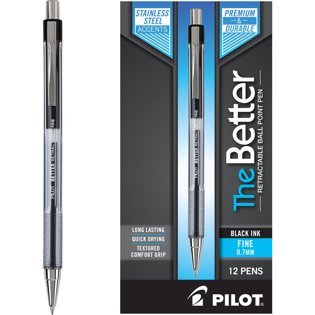 PILOT Pen 30000 The Better Ball Point Pen, 0.7mm, Black Ink, 12-Pack