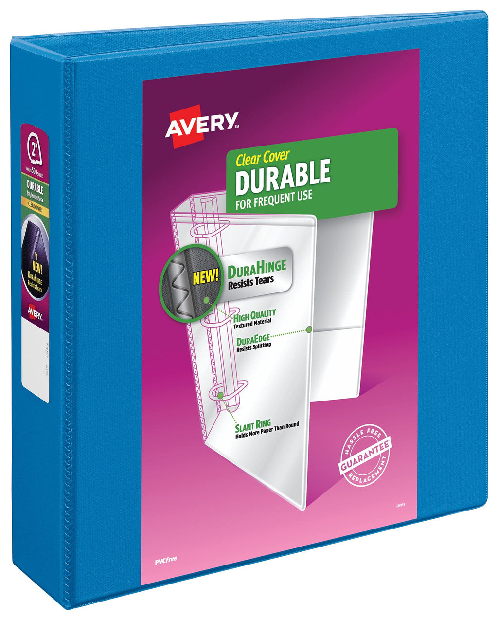 Avery Durable View 3 Ring Binder, 2" Slant Rings, 1 Pool Blue Binder