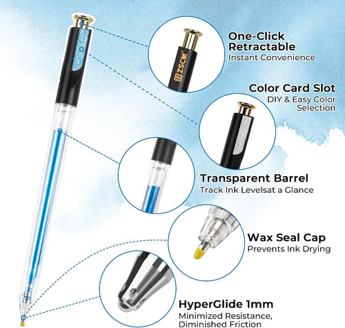 10 Blue Explosive Shimmer Retractable Glitter Gel Pens, Upgraded Sparkle