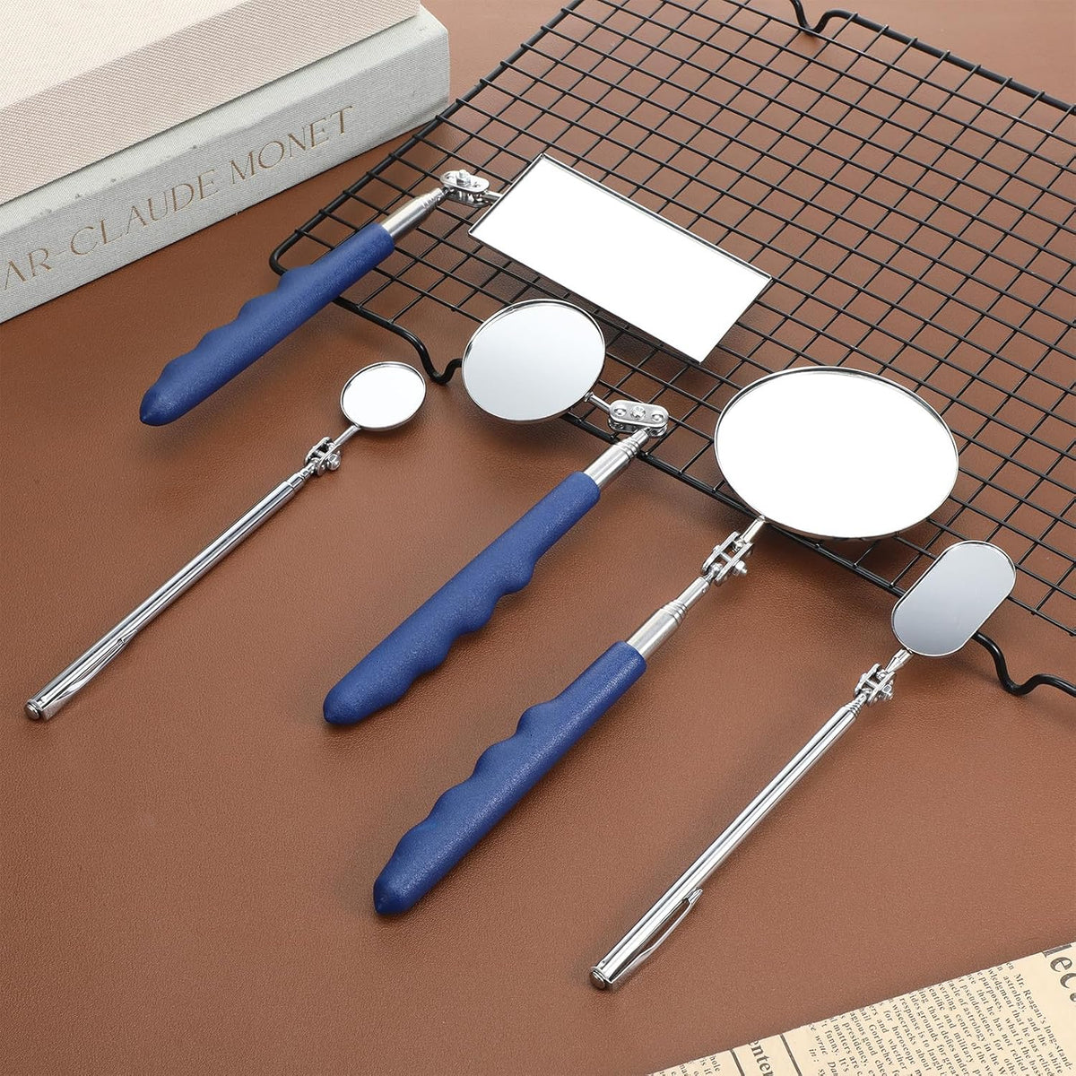 5 Pcs Telescoping Inspection Mirror Set, Flexible Inspection Mirror Tool