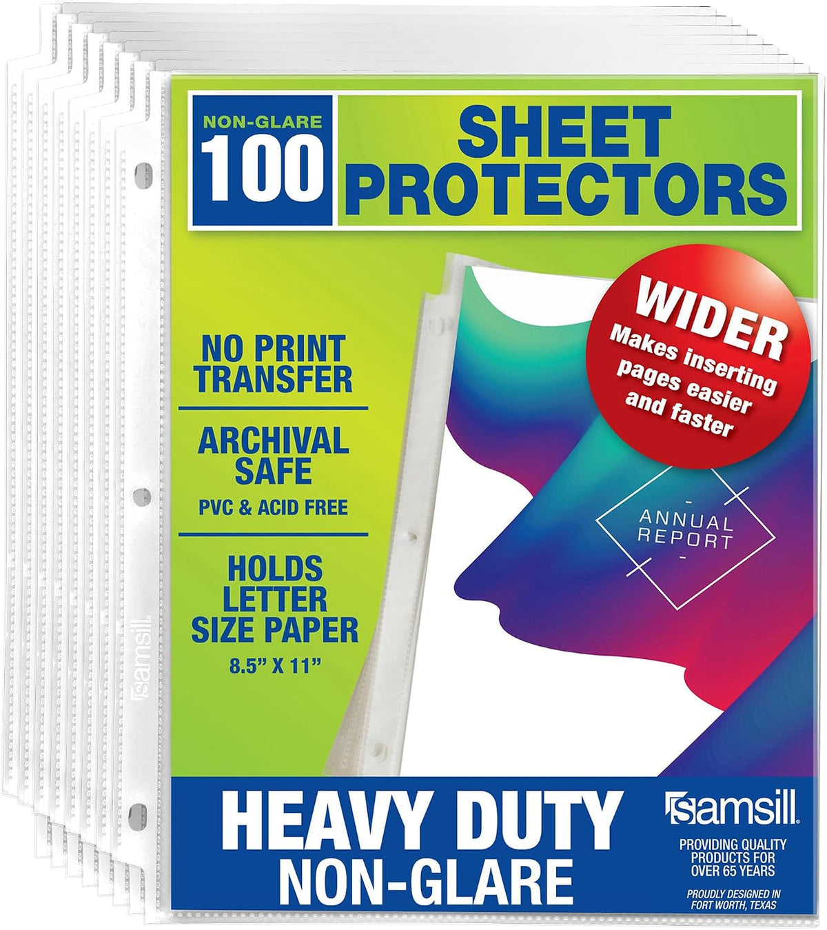 Samsill 100 Pack Heavy Duty Sheet Protectors, Non-Glare