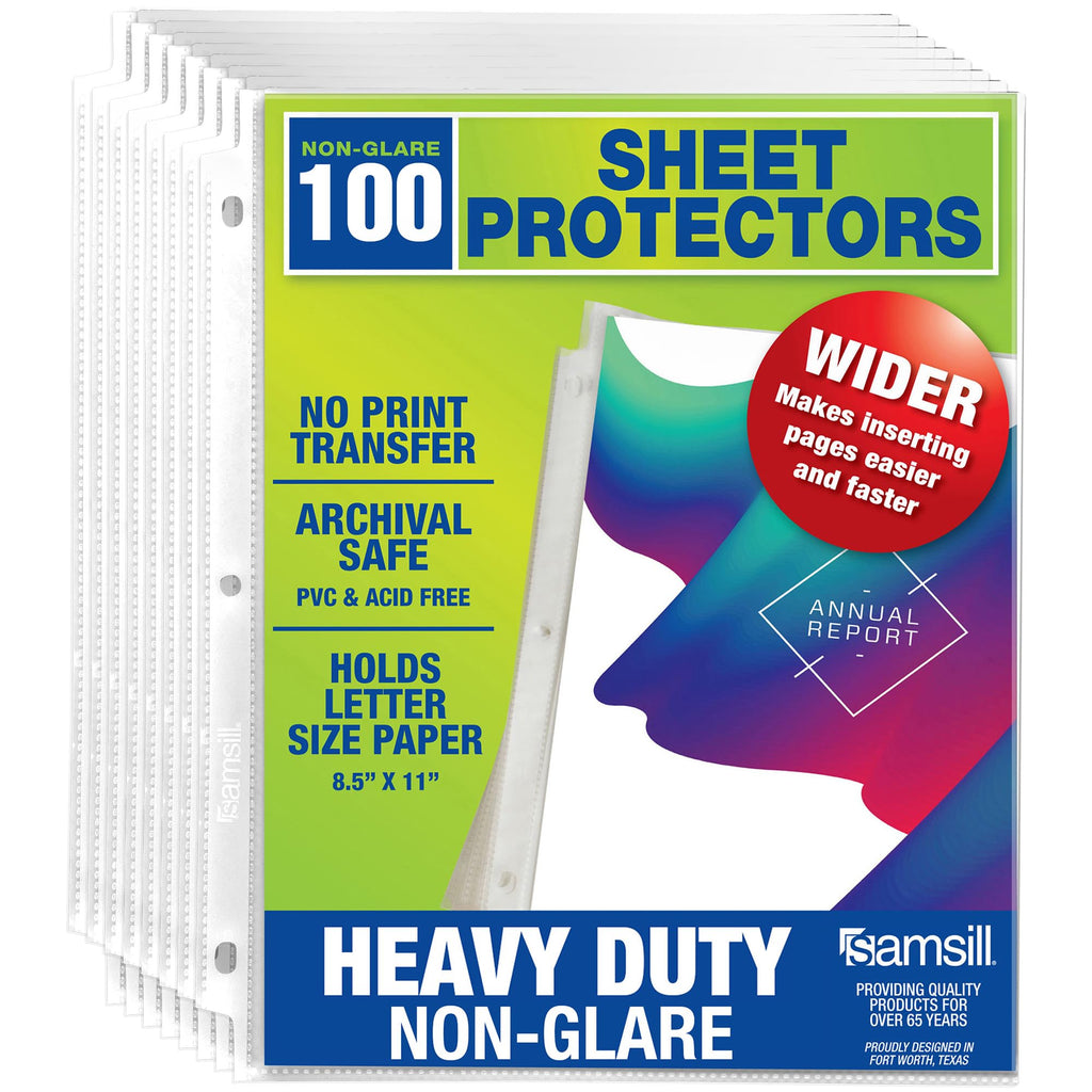 Samsill 100 Pack Heavy Duty Sheet Protectors, Non-Glare