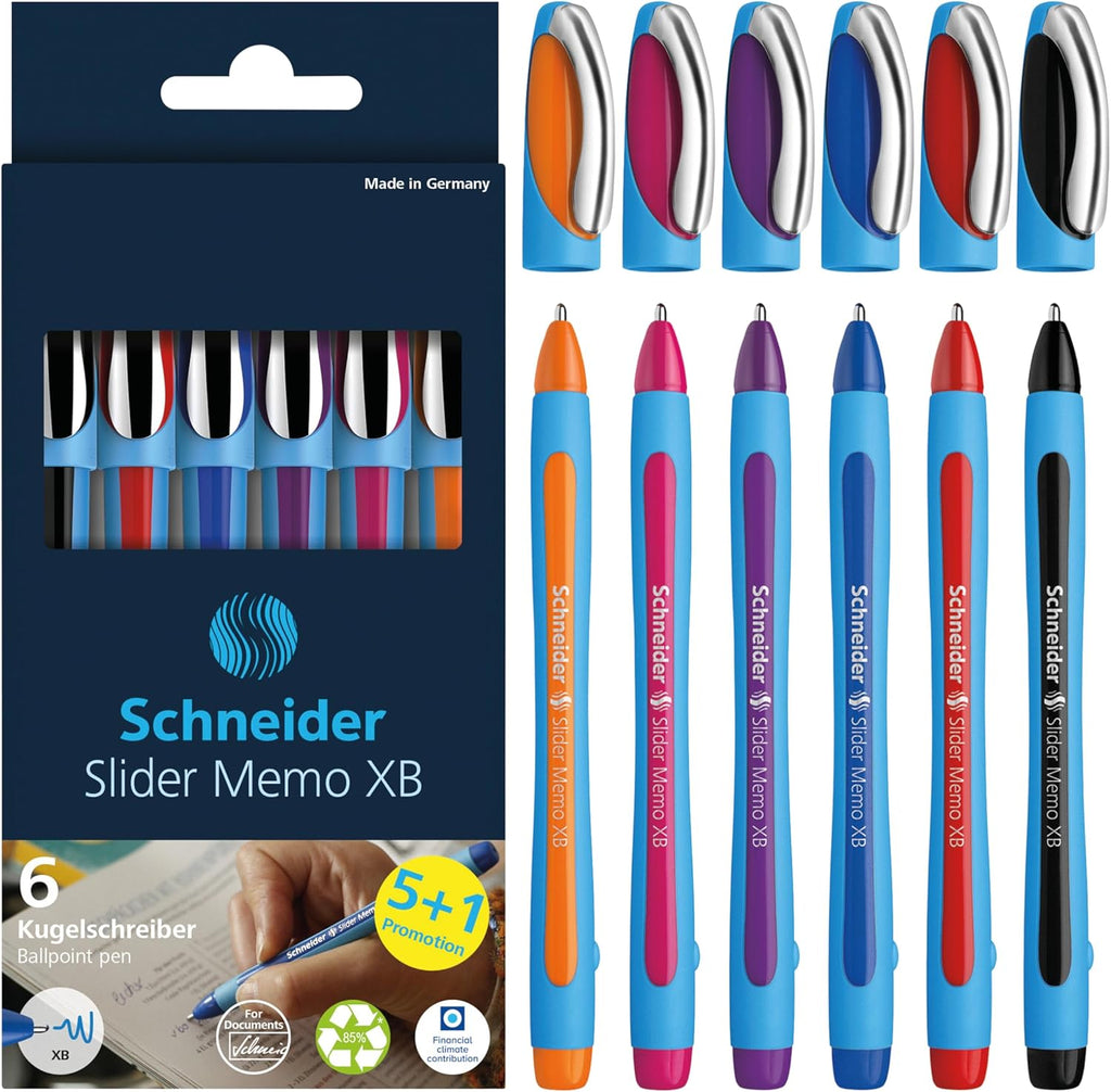 Schneider Slider Memo XB (Extra Broad) Ballpoint Pen, 1.4 mm, Light Blue Barrel