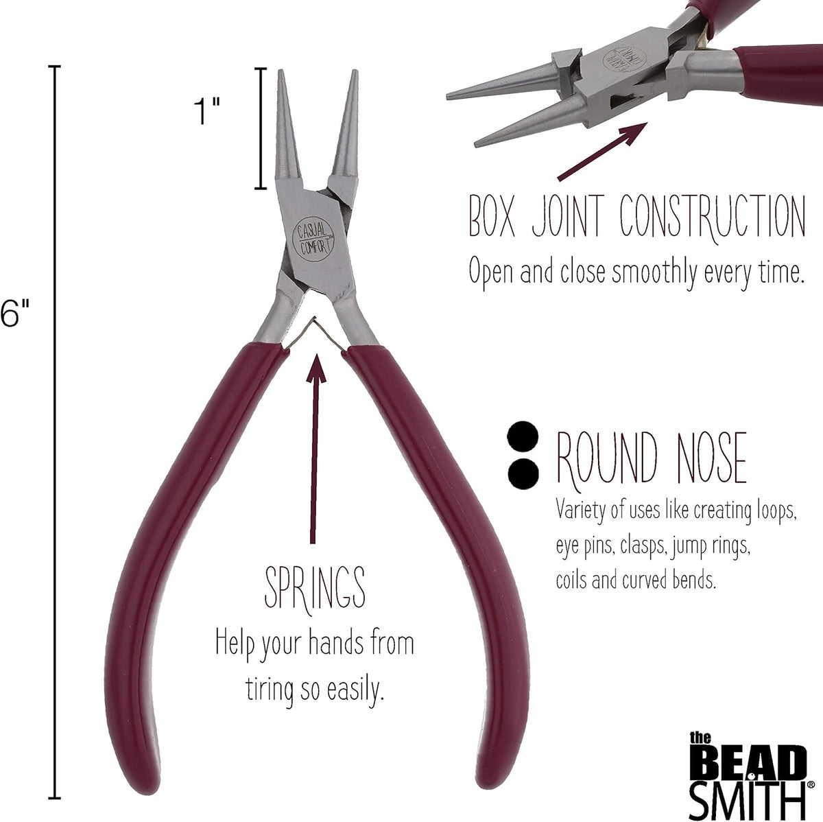 The Beadsmith Round Nose Pliers – 6-Inches (152 mm) Jewelry-Making Tool w/Polished Steel