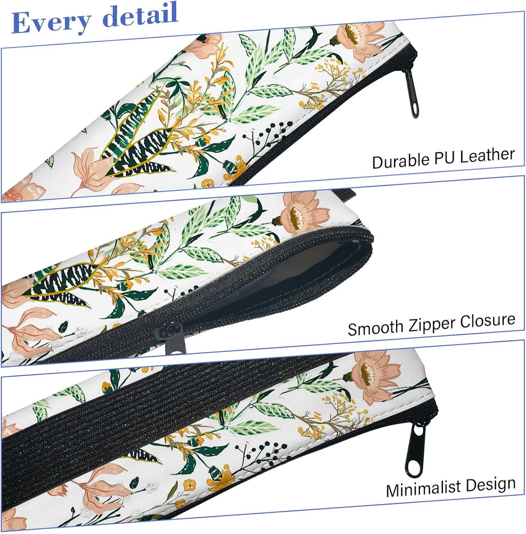 4 Pack Elastic Pen Holder for Notebook, Prints Pen Pouch with Elastic Band and Zipper