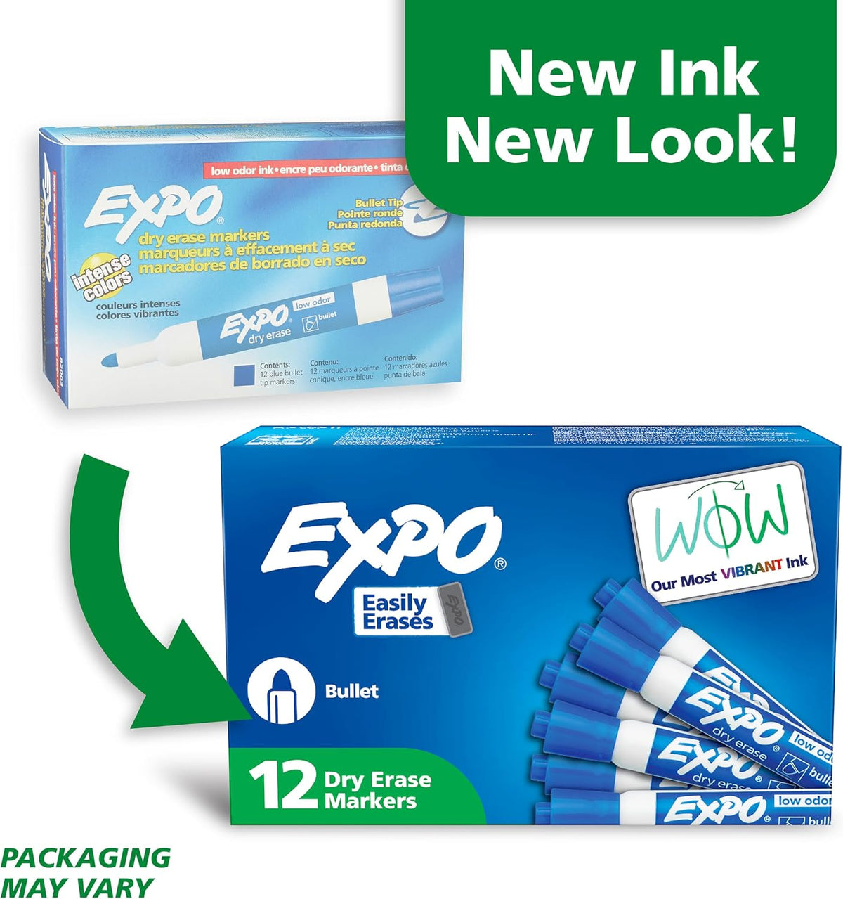 EXPO Dry Erase Markers, Low Odor Ink, Blue, Bullet Tip, 12 Count - Whiteboard, Calendar