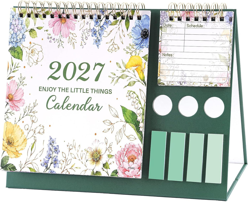2027 Desk Calendar - All-in-1 Organizer, Standing Flip Desktop Calendar
