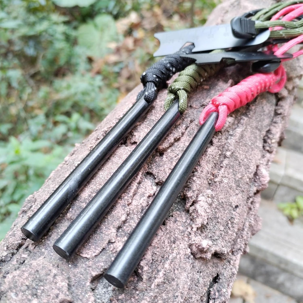 Magnesium Ferro Rod Fire Starter, 3 Pcs/Set, 4-Inch with Paracord Handle and