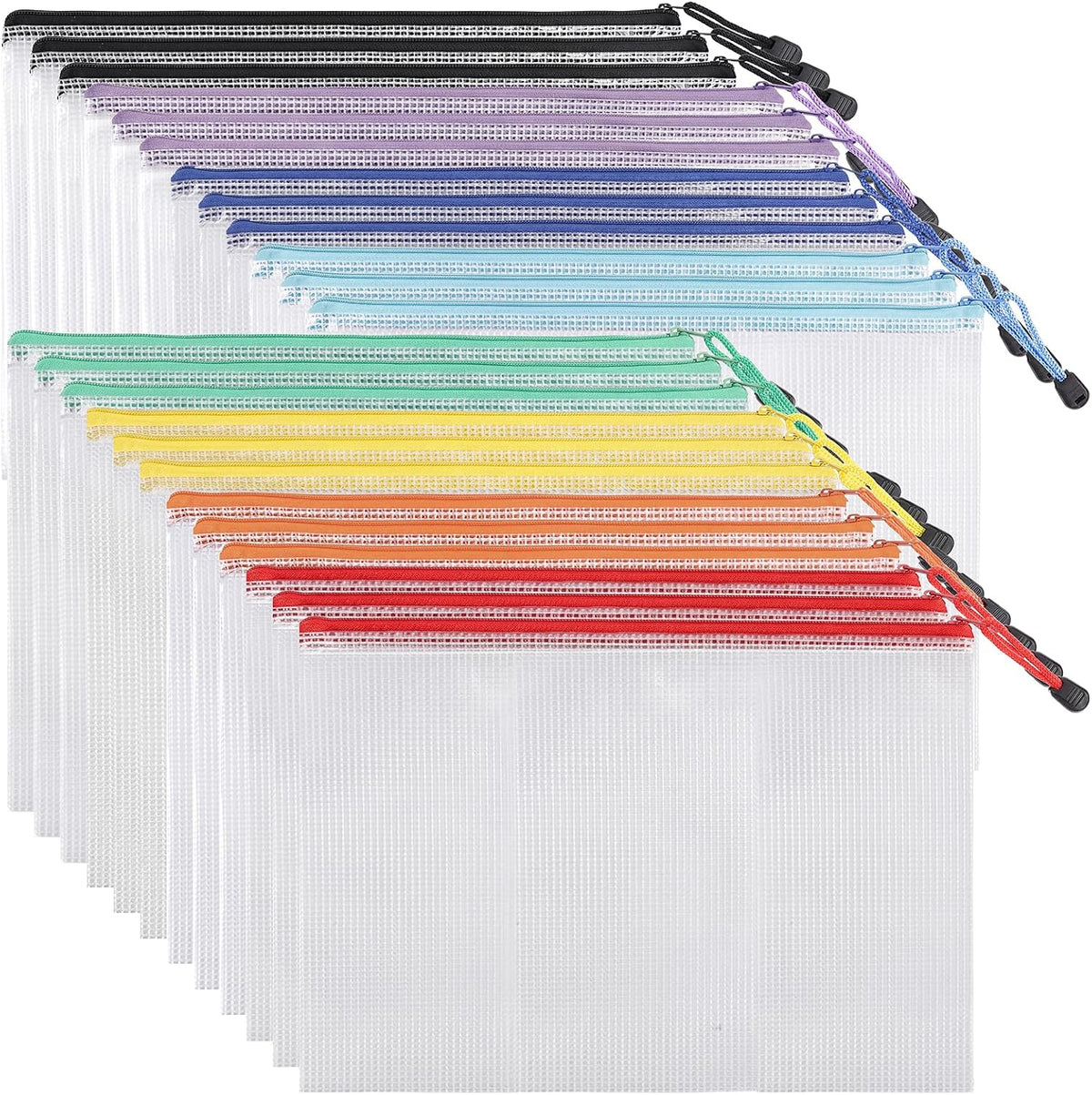 EOOUT 24pcs Mesh Zipper Pouch Bags, for Organizing Storage, Waterproof Zipper Pouches