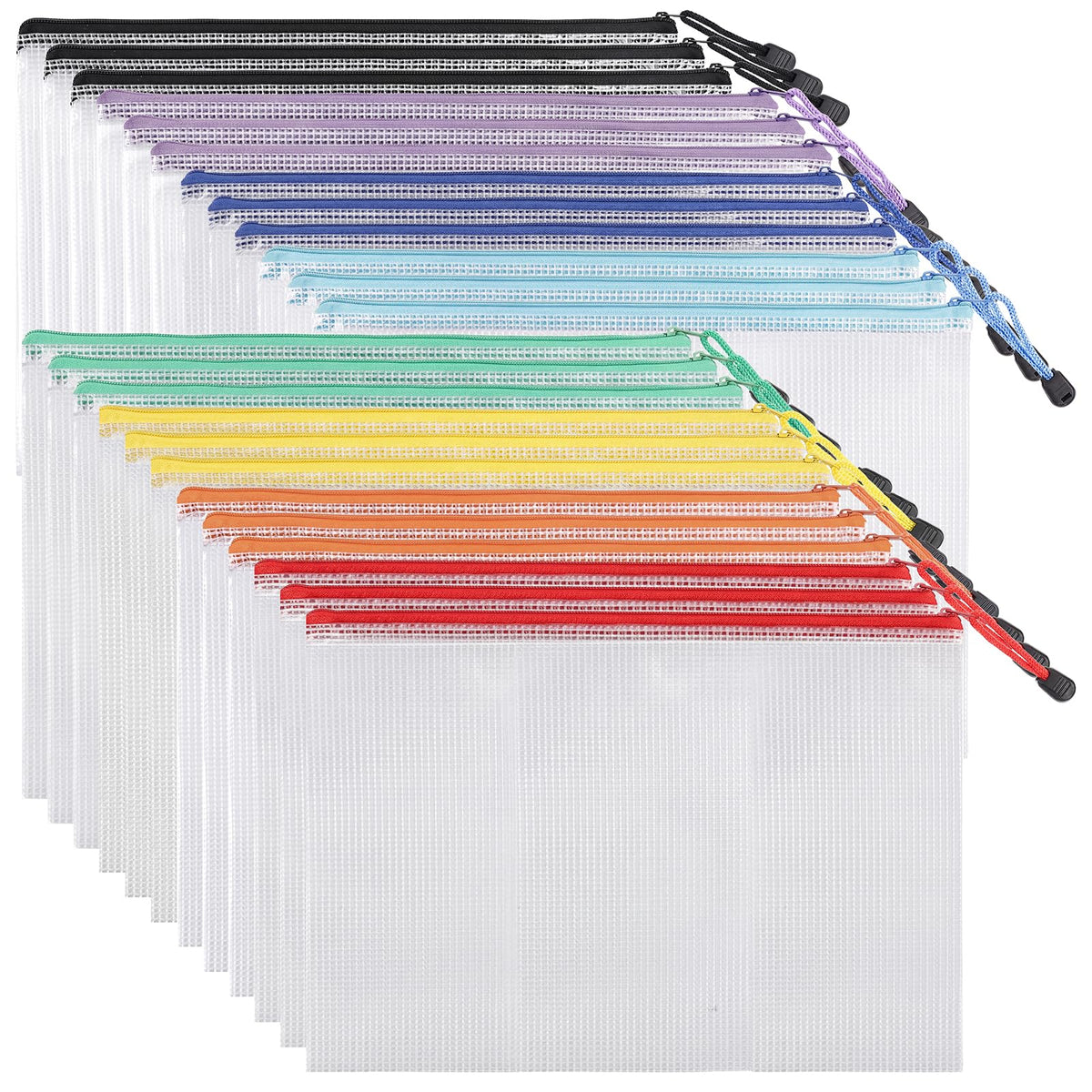 EOOUT 24pcs Mesh Zipper Pouch Bags, for Organizing Storage, Waterproof Zipper Pouches