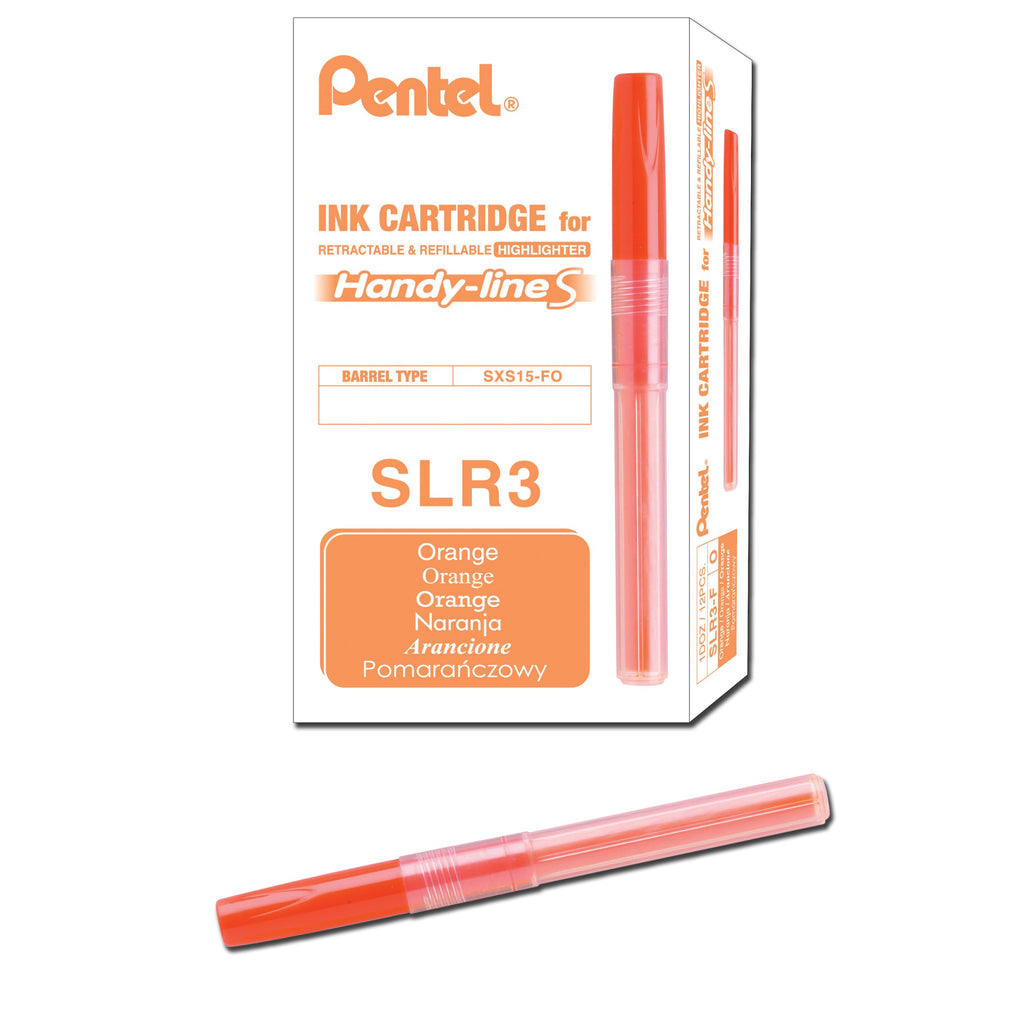 Pentel Refill For Handy-Line S Highlighter, Yellow Ink, Box of 12 (SLR3-G)