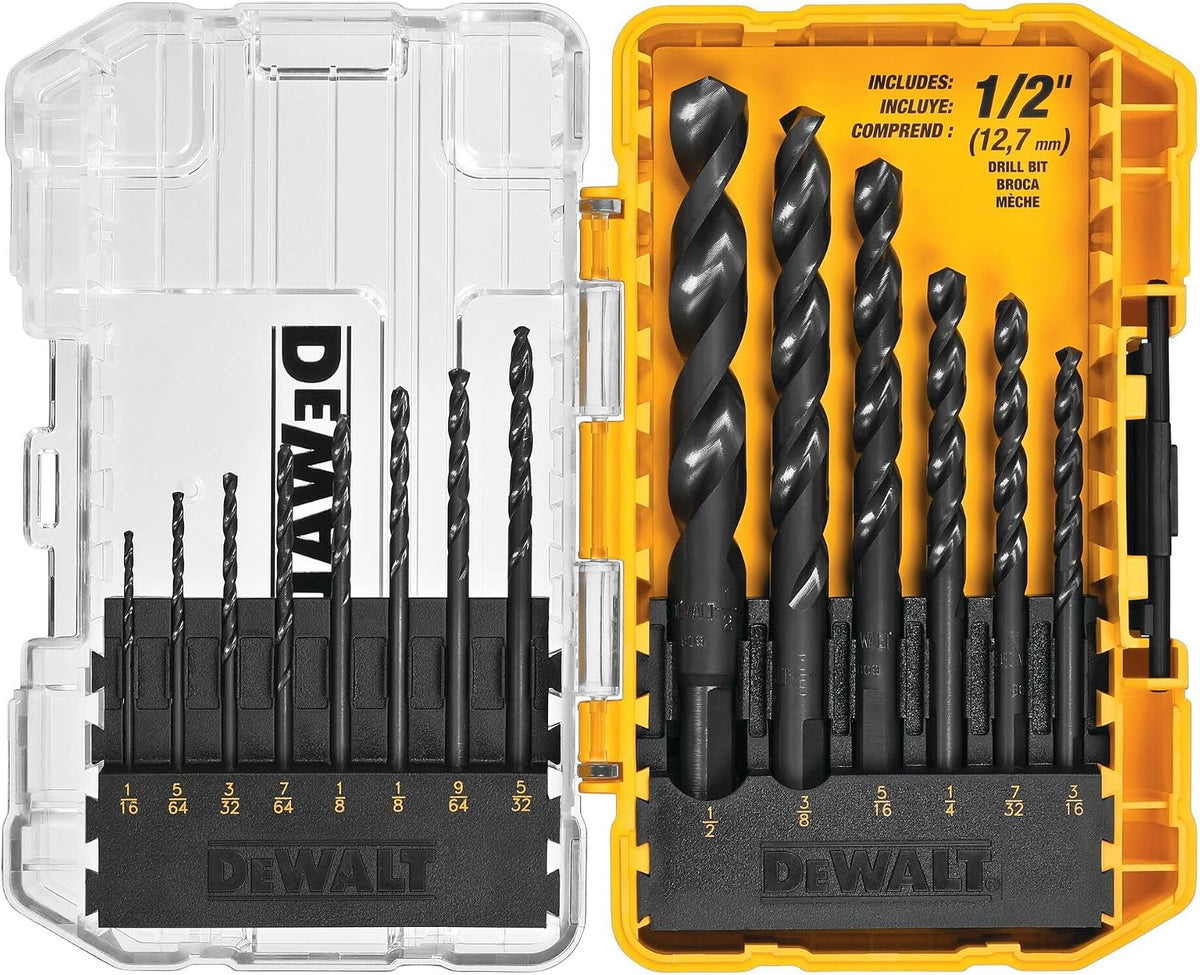 DEWALT Drill Bit Set, 3-Flats Shank,14-Piece, 135 Degree Split Point, for Plastic