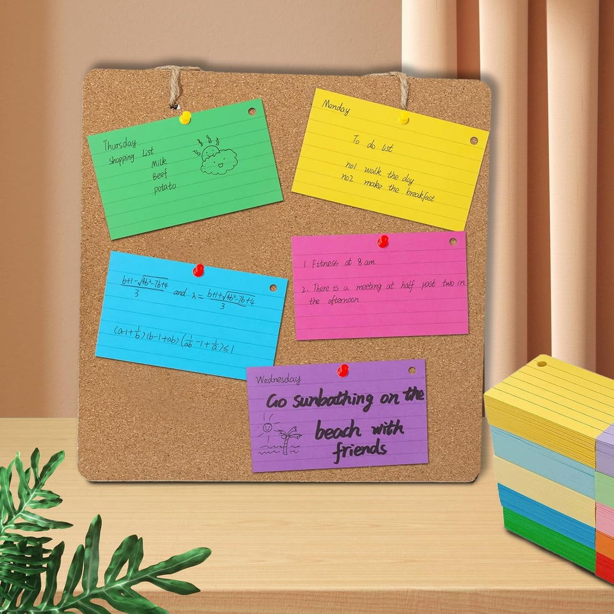 1000 Pcs Index Cards 2.91 x 2.01 Inch Color Flash Cards with Rings, Heavy Note Cards