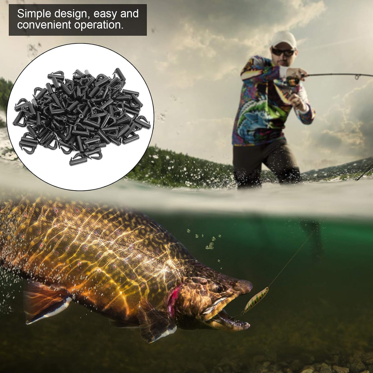 120Pcs Fishing Clevis Snaps, Plastic Snaps Fishing Tool Accessories for Replacement
