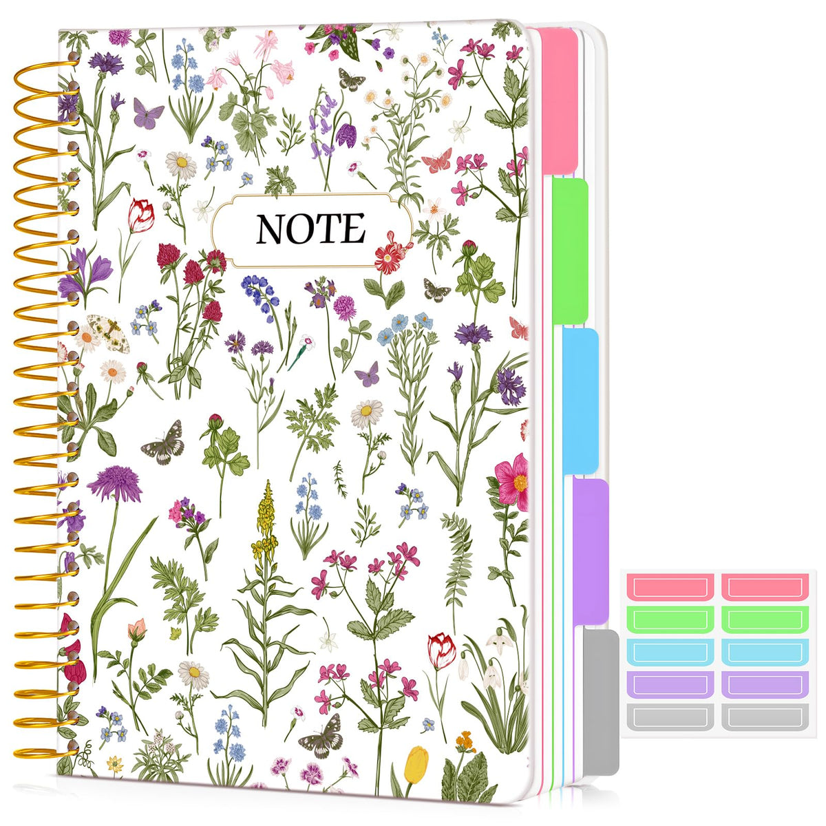 5 Subject Notebook College Ruled 240 Pages, A5(5.8"x8.3") Hardcover Spiral Notebook with