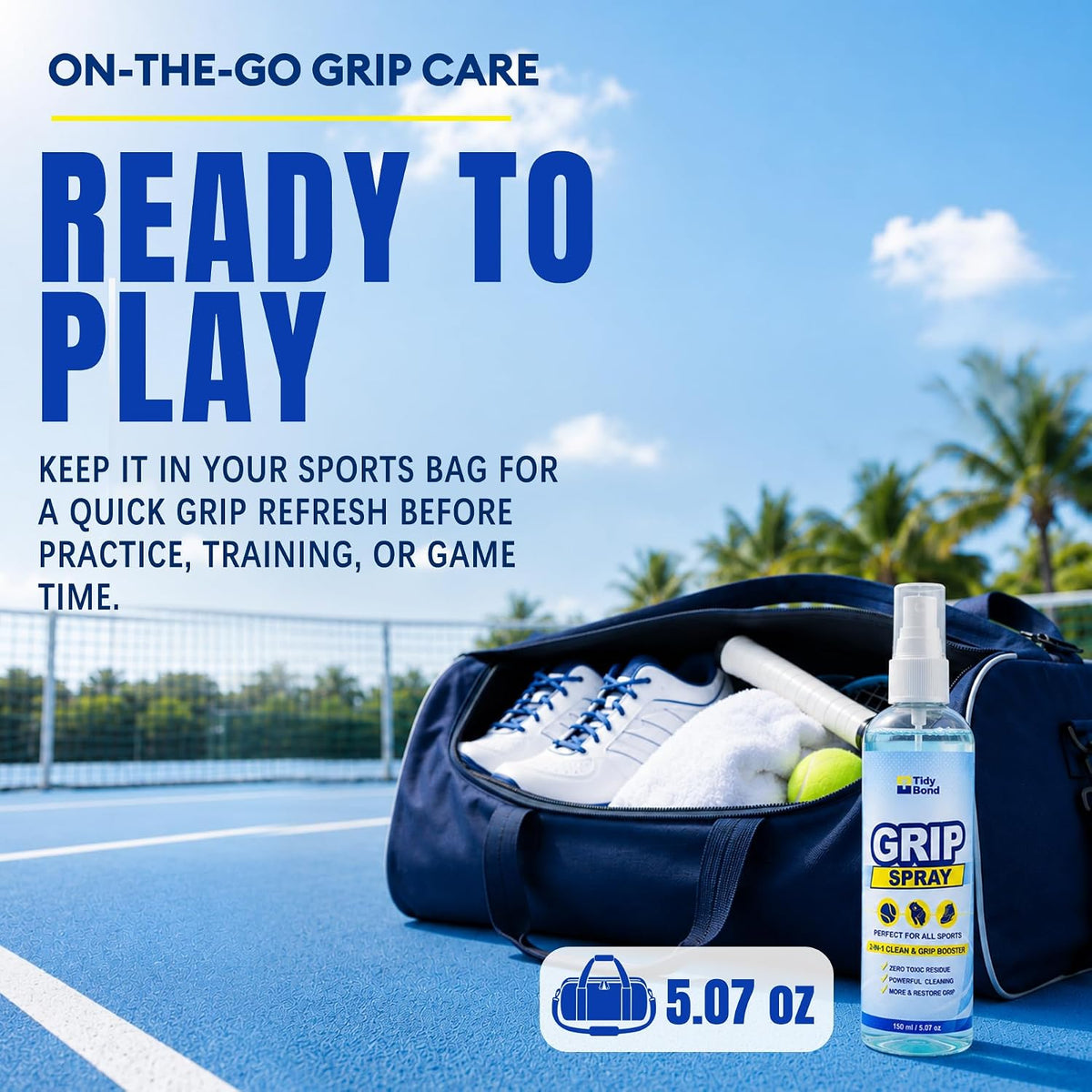 2-in-1 Grip Cleaner & Restorer, Multi-Sport Spray for Golf Club Grips, Basketball Shoes