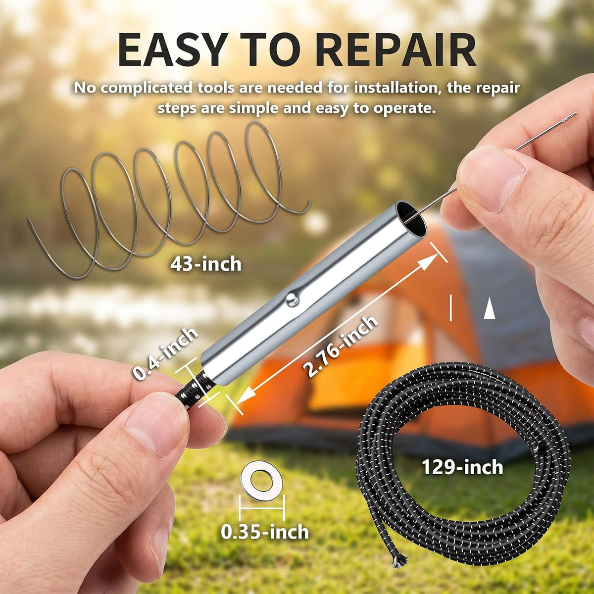 2 Set Tent Pole Repair Kit, Universal Nylon Tent Poles Replacement Kit