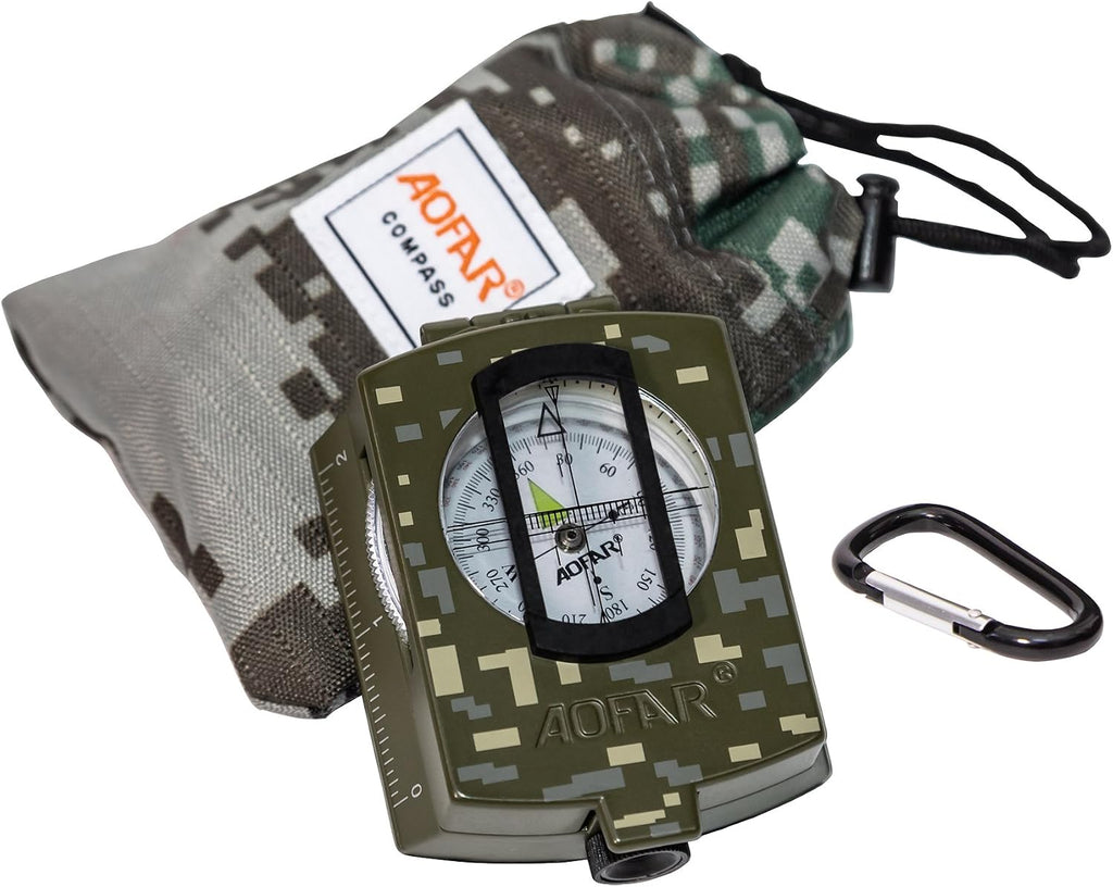 AOFAR Military Compass and Fire Starter AF-4580/381 Lensatic Sighting, Survival Kit