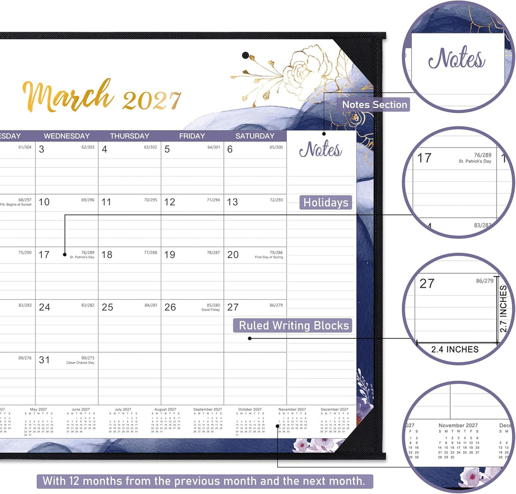 2027 Large Desk Calendar, July 2026 - December 2027, 18 Month Desk Calendar