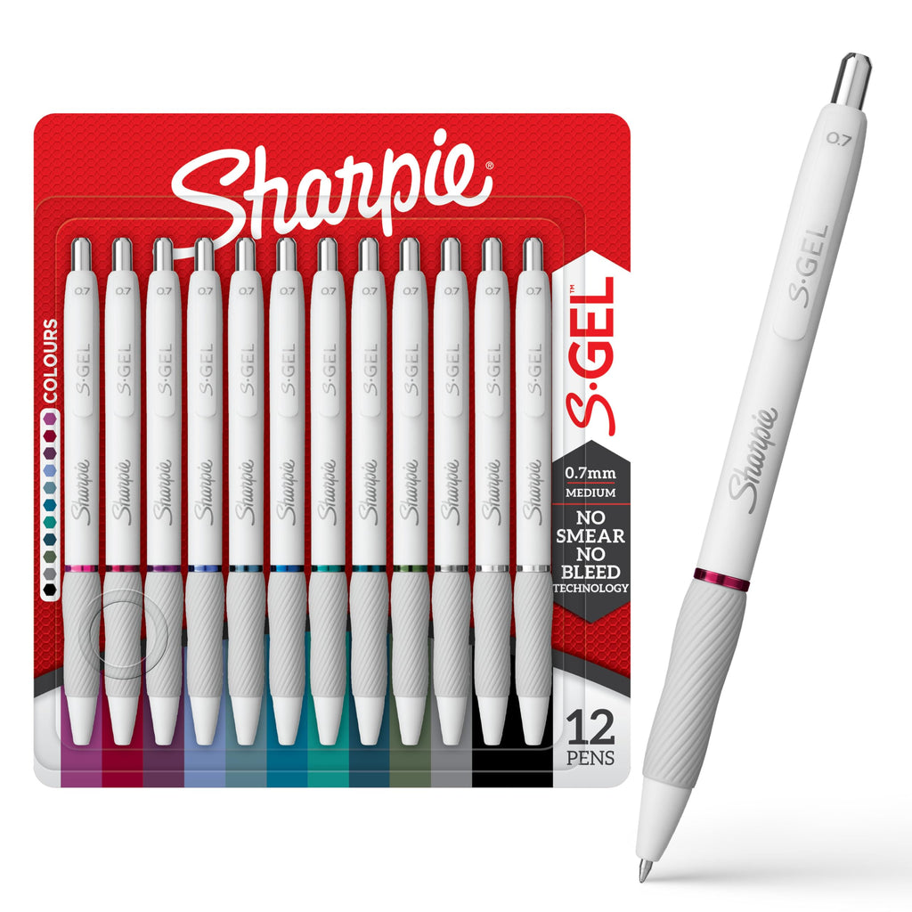 Sharpie S-Gel Pens, Fashion Barrel Gel Pens, Pearl White Body, Medium Point (0.7mm)