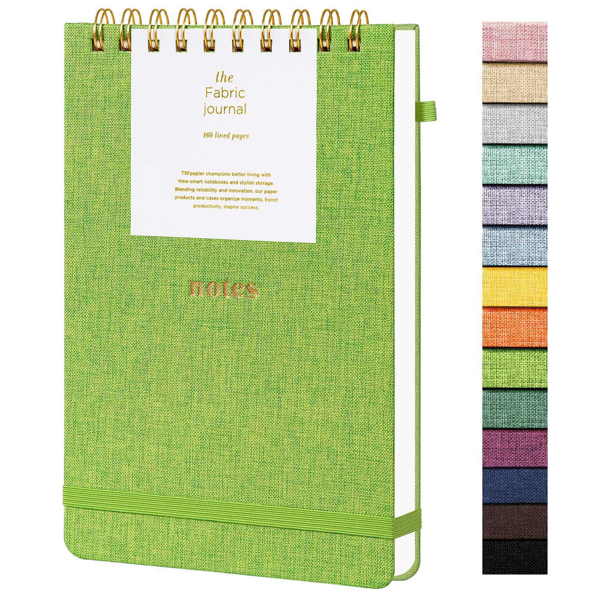 A5 Top Spiral Notebook, Fabric Hardcover College Ruled Journal