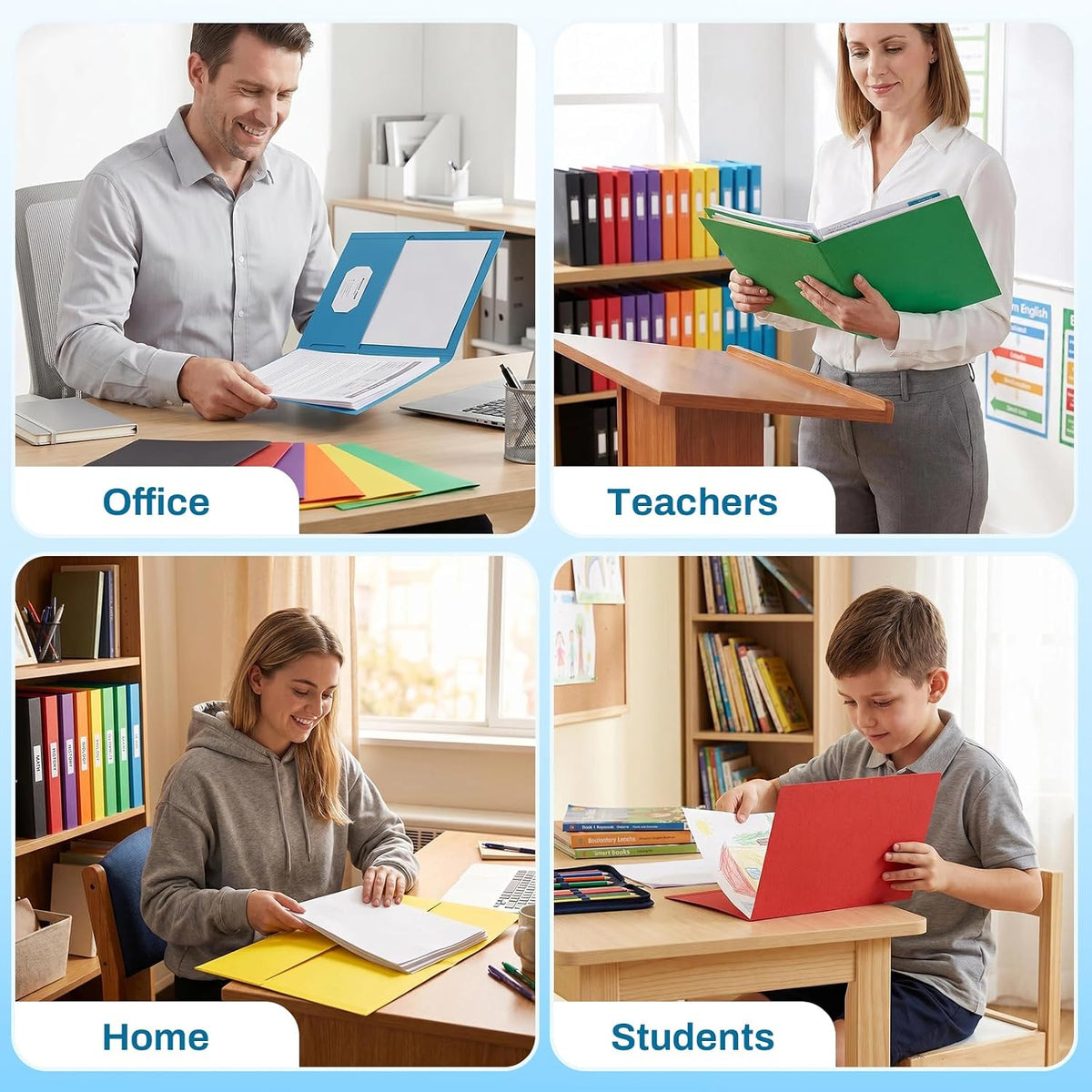 SUNEE Folders with Pockets(25 Pack, Assorted Colors)