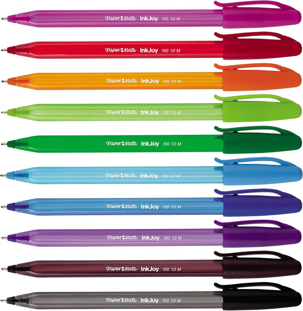 Paper Mate InkJoy 100ST Ballpoint Pens | Medium Point (1.0mm) | Fun Colours | 10 Count