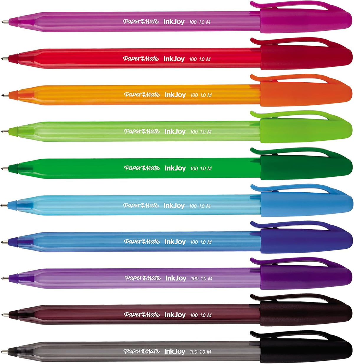 Paper Mate InkJoy 100ST Ballpoint Pens | Medium Point (1.0mm) | Fun Colours | 10 Count