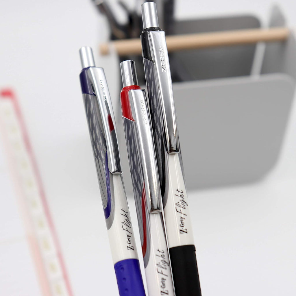 Zebra Pen Z-Grip Flight Retractable Ballpoint Pen, Blue Ink, 1.2mm, 12-Pack