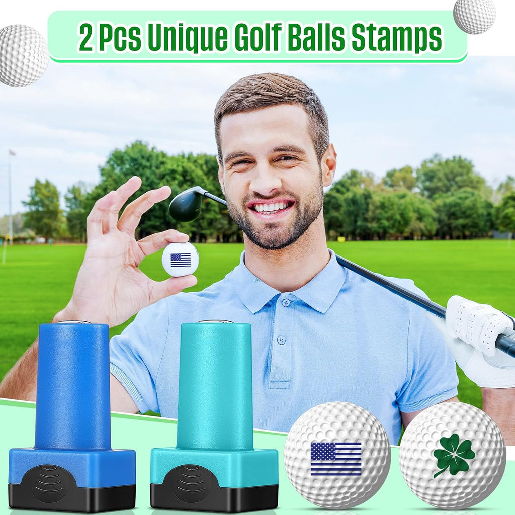 Gersoniel 2 Pack Golf Ball Stamp Self-Inking Golf Ball Stamp Markers Reusable Golf Ball