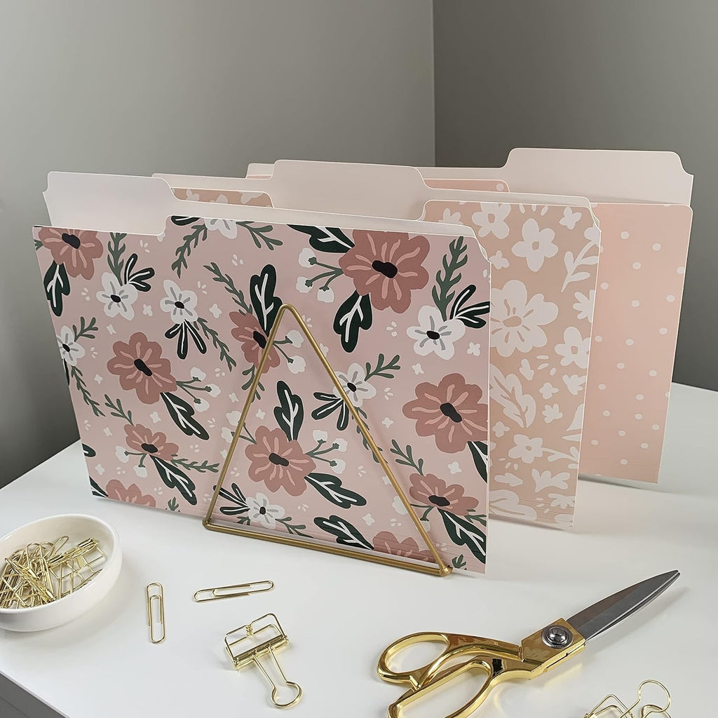 Cute Decorative File Folders, 12 Pack 3-Tab Letter Size, Boho Manila