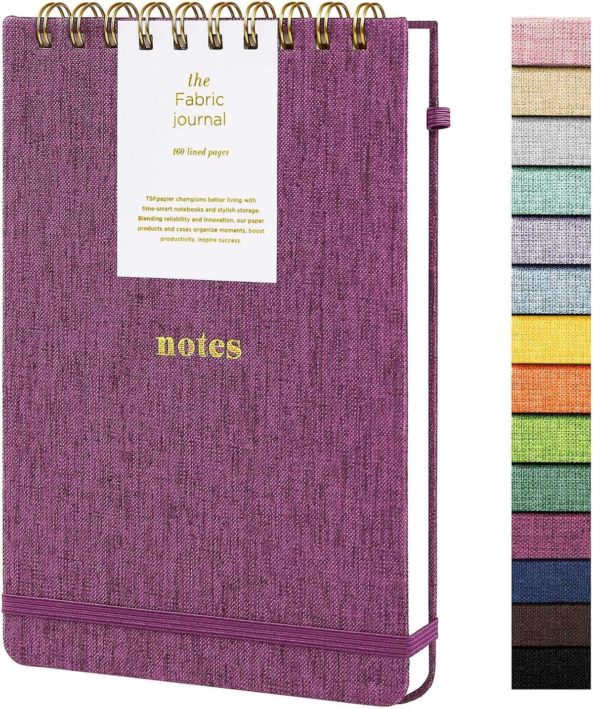 A5 Top Spiral Notebook, Fabric Hardcover College Ruled Journal