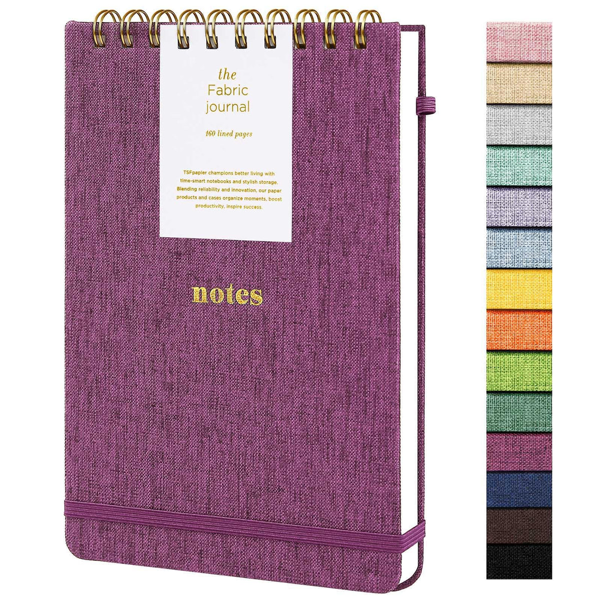 A5 Top Spiral Notebook, Fabric Hardcover College Ruled Journal