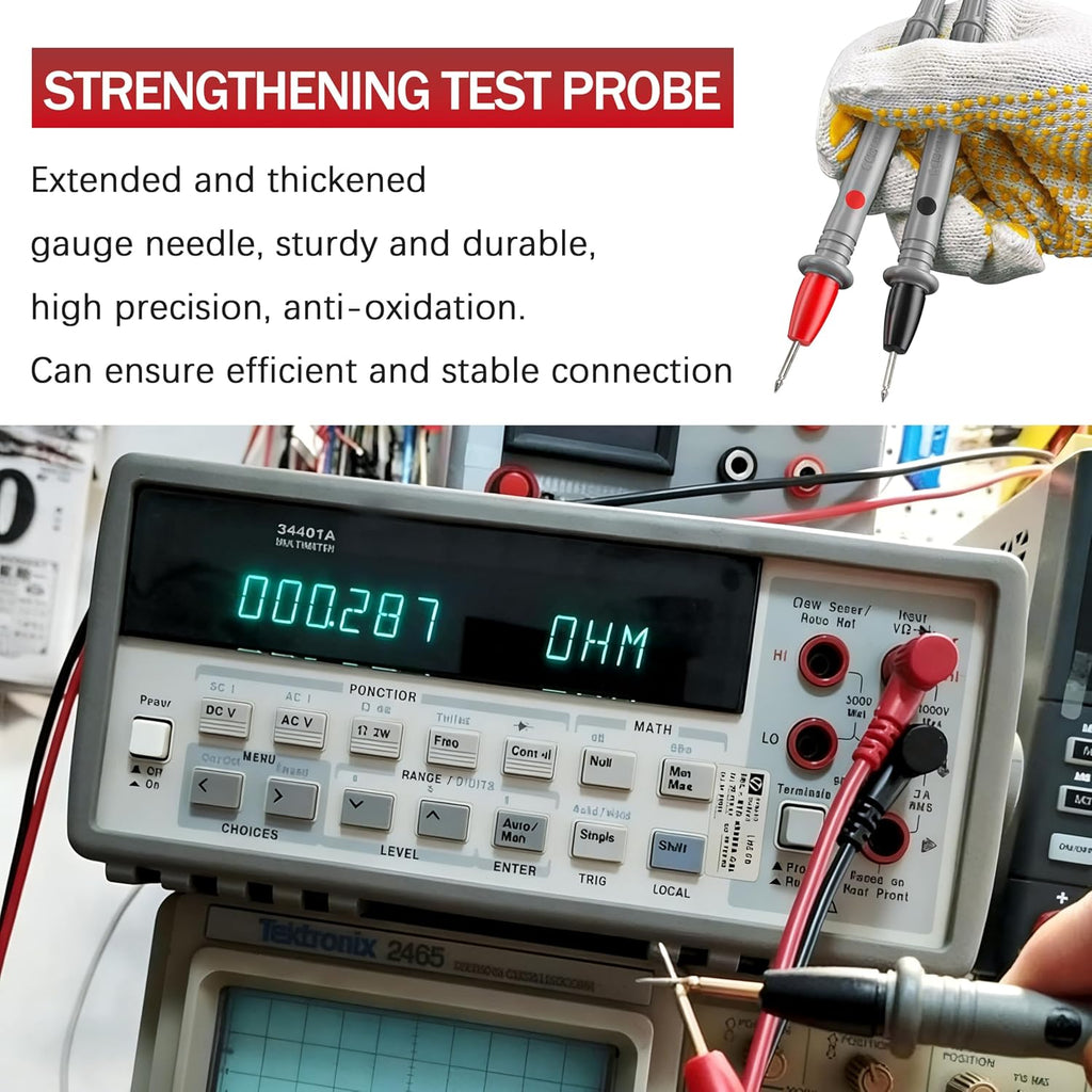 69410 Hard Point Test Lead Set, Multimeter Test Leads 1000V 10A Ultra-Sharp Gold-Plated
