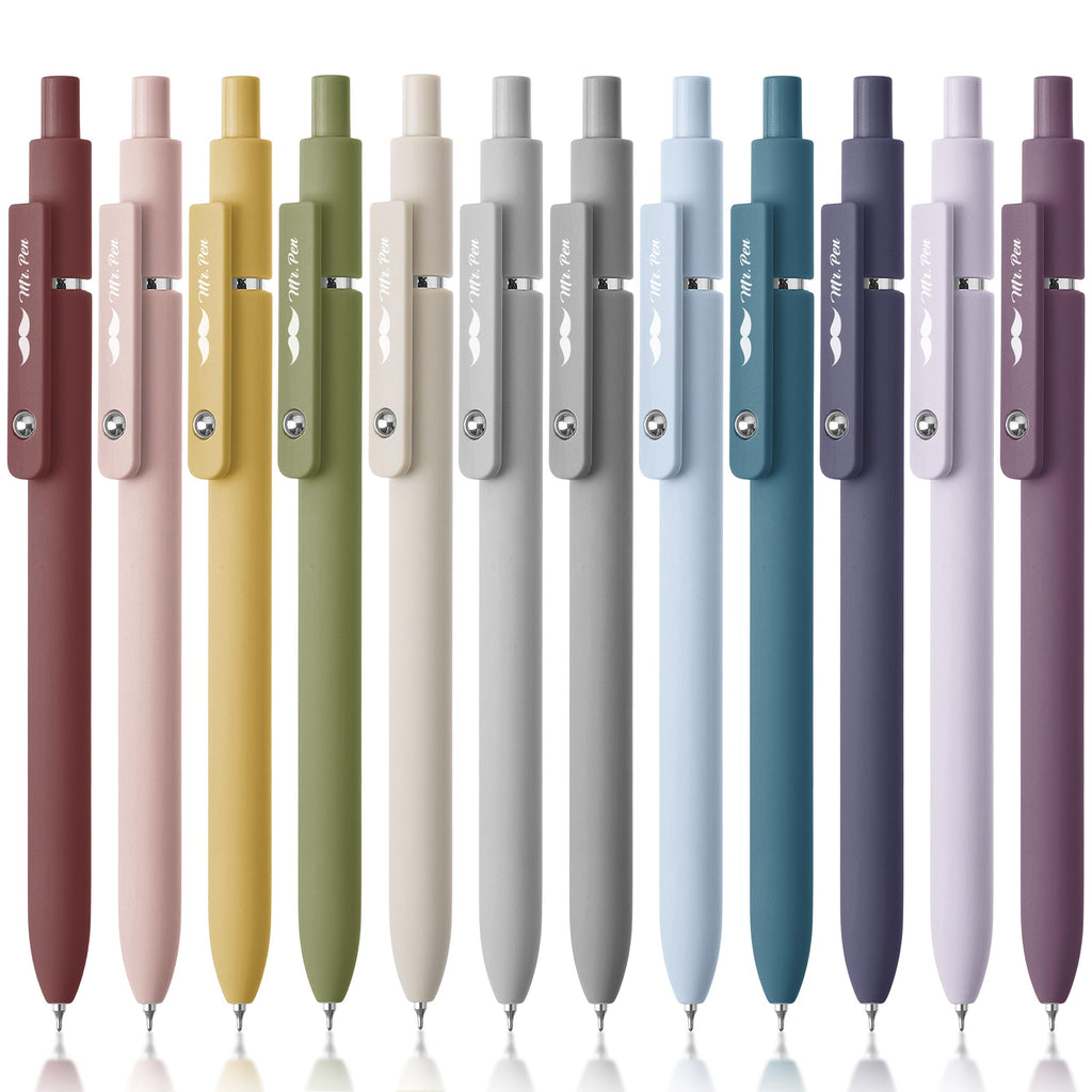 Mr. Pen- Retractable Gel Pens, 12 Pack, Morandi and Vintage Barrels