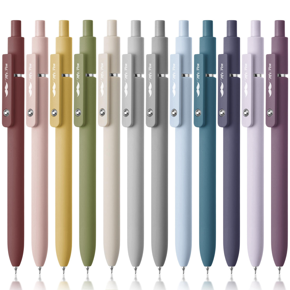 Mr. Pen- Retractable Gel Pens, 12 Pack, Morandi and Vintage Barrels