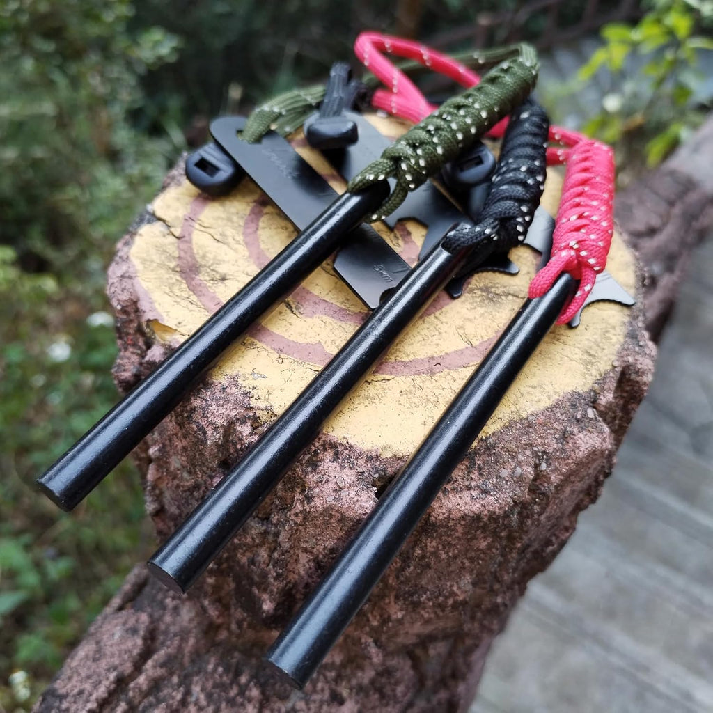 Magnesium Ferro Rod Fire Starter, 3 Pcs/Set, 4-Inch with Paracord Handle and