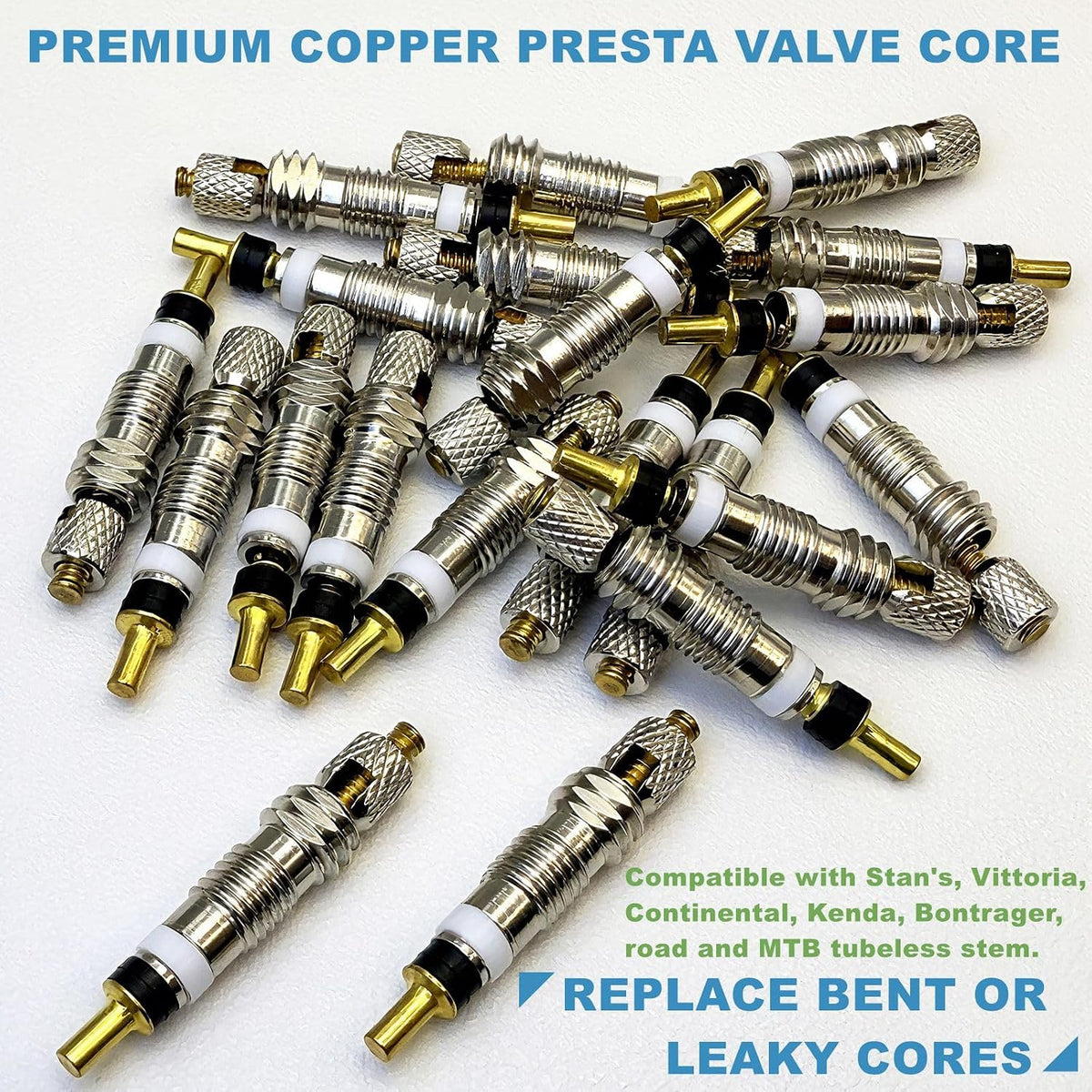 20 PCS Presta Valve Core with Valve Core Remover Tool and Valve Caps Kit