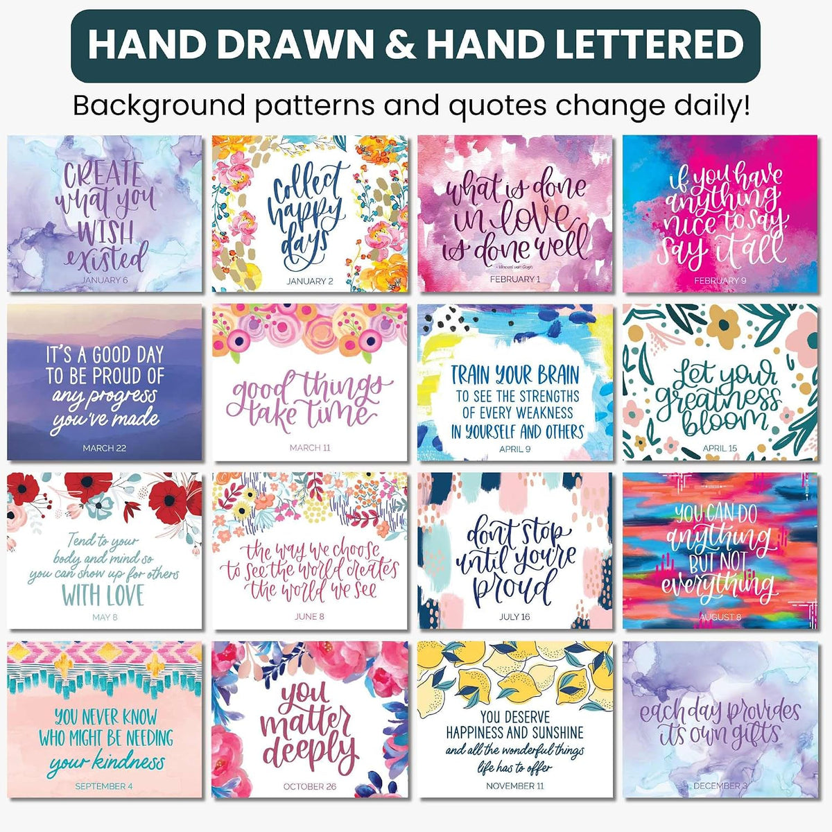 bloom daily planners Undated Perpetual Desk Easel with Motivational Quotes