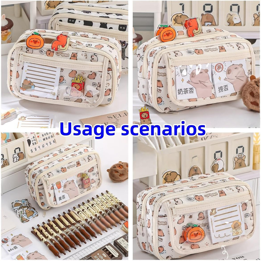 Cute Kawaii Pencil Case Pouch Cartoon Pen Box Holder Organizer for Office Workspace