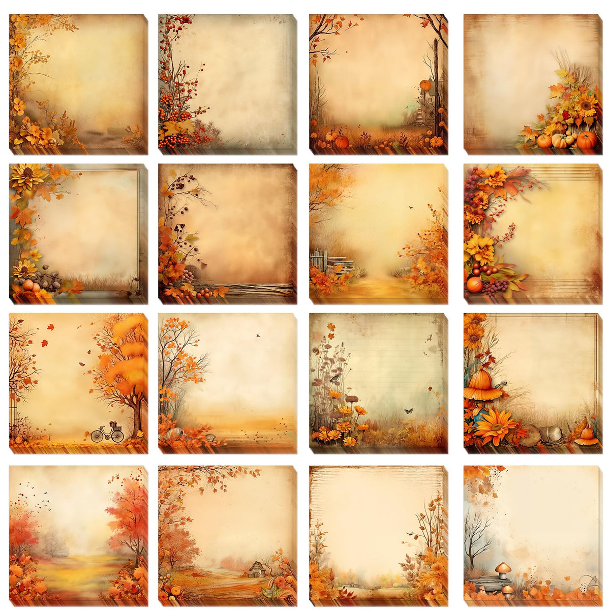 9 Pieces Fall Sticky Notes 3x3 Inch Cute Fall Pumpkin Maple Leaf Note Pads Adesive Memo