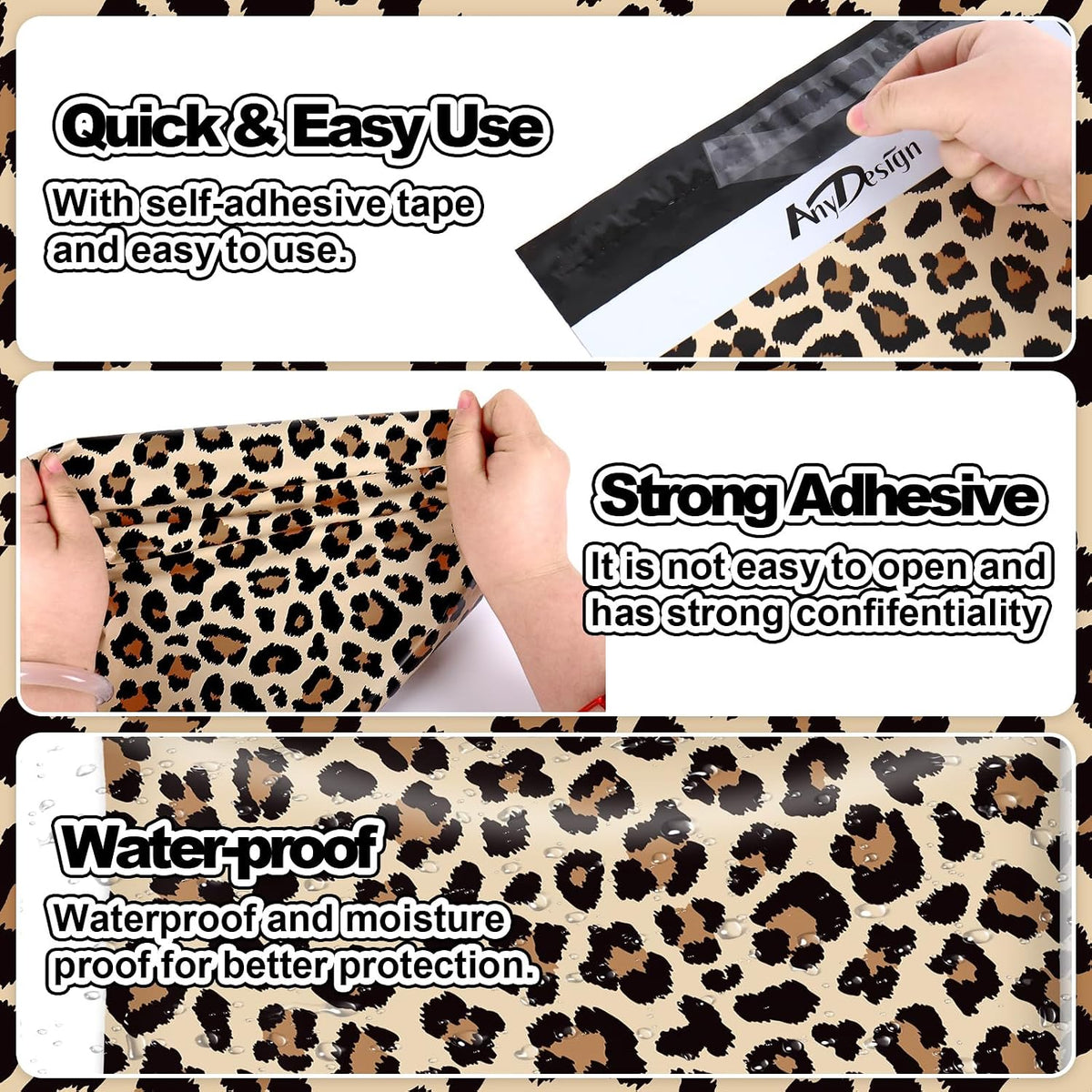 AnyDesign 25 Pcs Cheetah Poly Mailer Mailing Bag 10 x 13 Inch Leopard Self-Sealing