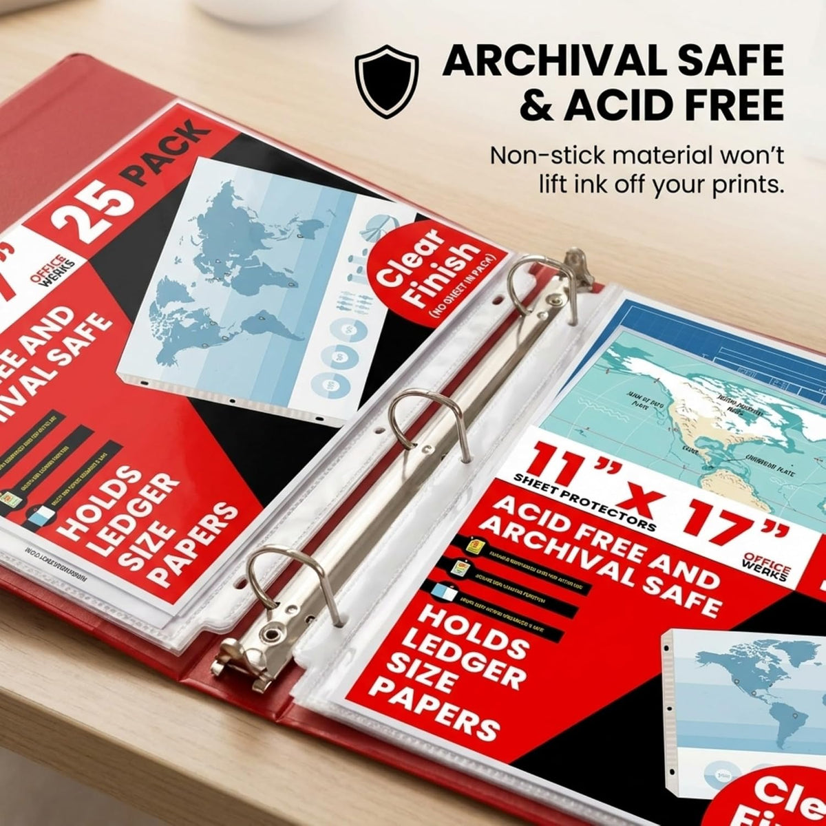 11x17 Sheet Protectors, 25 Pack, Heavyweight, Clear Page Protectors