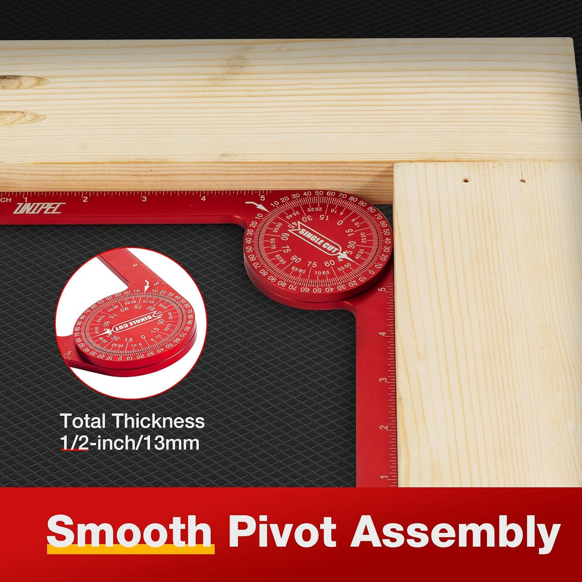 7.3 Inch Aluminum Miter Saw Protractor & Angle Finder Tool, Red