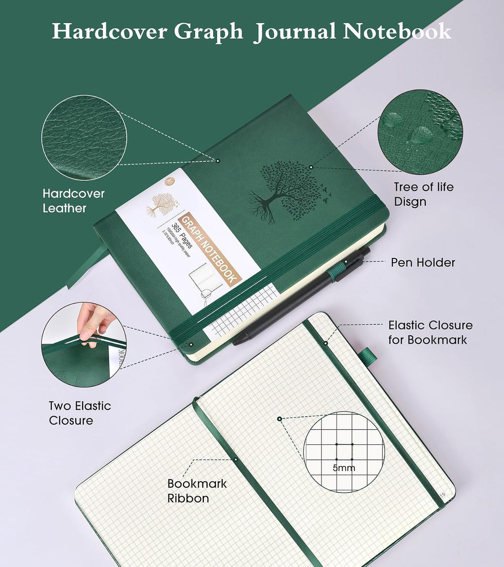 Ansopu Graph Paper Notebook Journal, 360 Numbered Pages Grid Notebooks