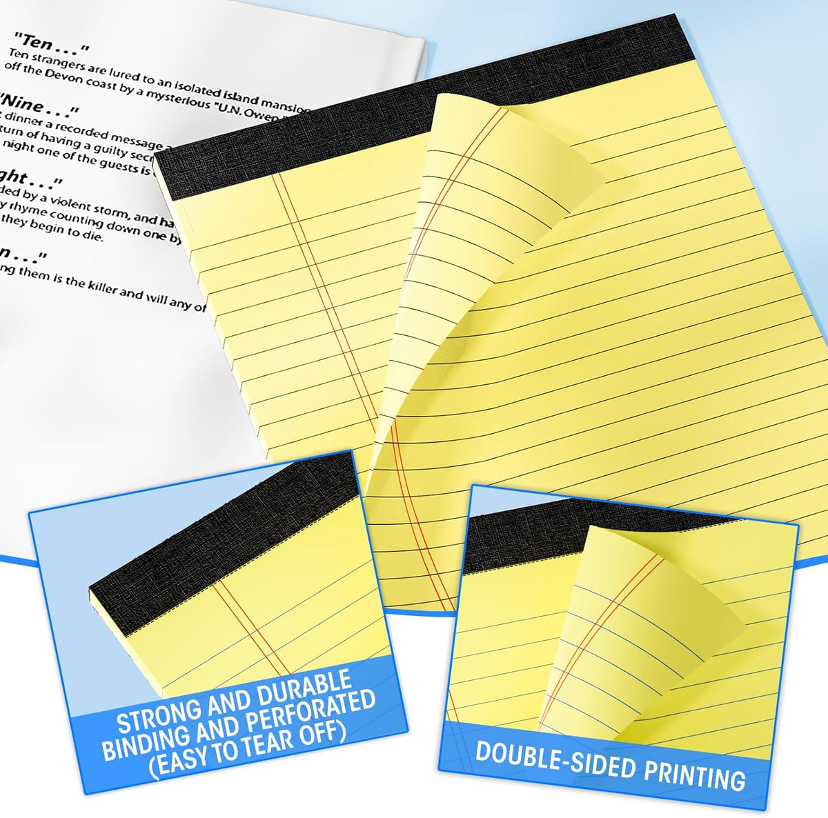 5pcs Legal Pads 8.5 x 11, Color Notepads 8.5 x 11 In, Perforate Wide Ruled